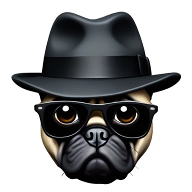 Pug mask from grand theft auto with black fedora and black sunglasses like the god father  sticker