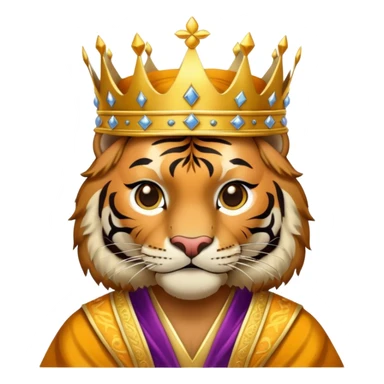 Tiger king with crown and royal robe sticker