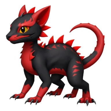 Cherry-Red and Jet-Black Fierce Fiery Mohawked Gothic Salandit-Litten-Torracat-hybrid-creature (full body) sticker