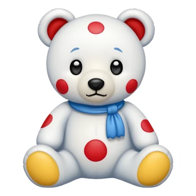 White teddy bear with blue, red and yellow spots sticker