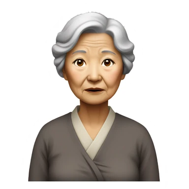 old sad asian lady standing upfront  sticker