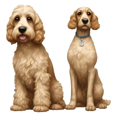 Two cockapoos full body one brown cockapoo and one smaller cream color cockapoo  sticker