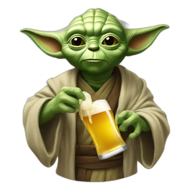 yoda drink a botlle of beer sticker