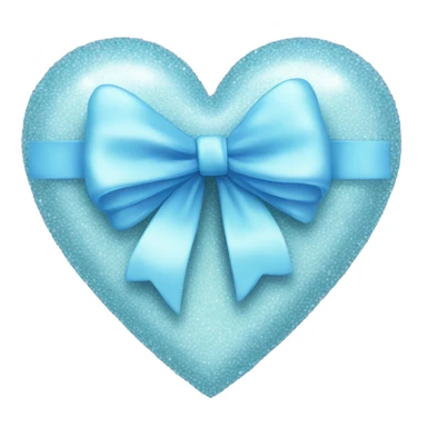 pastel blue sparkly heart with bow sticker