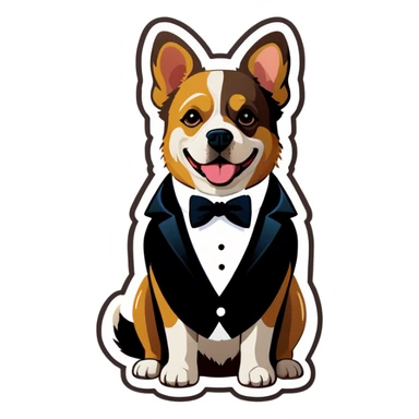 dog wearing a tuxedo sticker