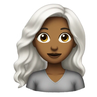 Emoji de una mujer pelo  negro ondulado ojos negros almendrados pestañas largas labiosgruesos  sticker