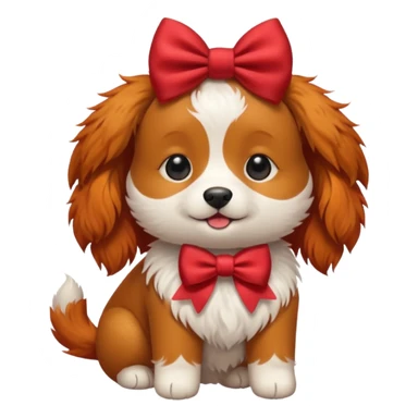 red haired dog with a bow on hair sticker