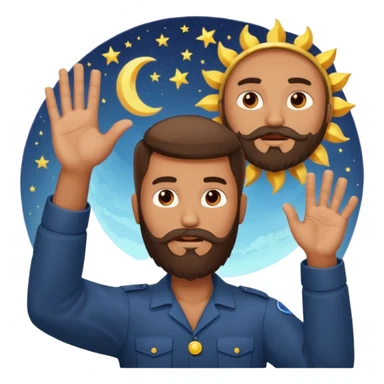 joshua bible chracter bearded man raising his hand stopping the sun & moon to continue the war sticker