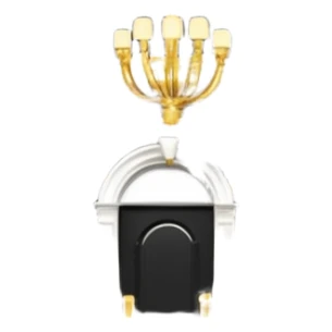 Luxurious black marble hallway with gold and white accents  sticker