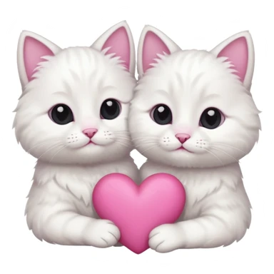 white tow cats hands holding a pink heart sticker