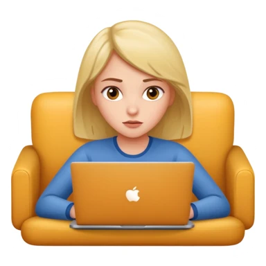 A girl is lying on the couch with a laptop, working sticker