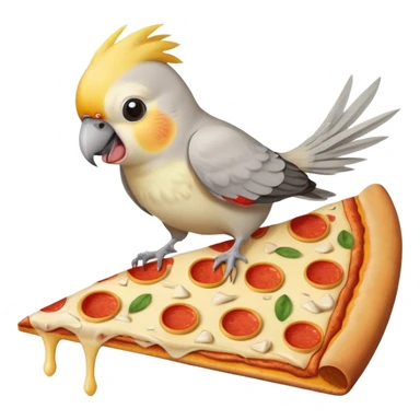 cockatiel bird biting a slice of pizza sticker