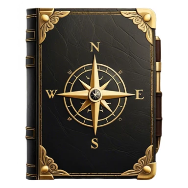 A black and gold book with an aged leather texture, embossed with an alchemical symbol, a compass, silhouette hand, exuding wisdom, mastery, and the relentless pursuit of greatness. - book on mastery  sticker