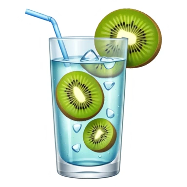 glass of water with kiwi slices sticker