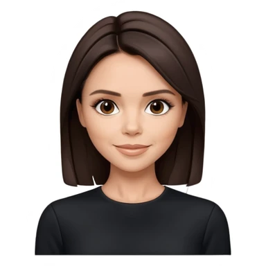 Victoria Beckham with dark brown hair, black outfit sticker