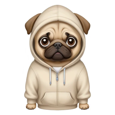 pug dog wearing a hoodie, pug life sticker