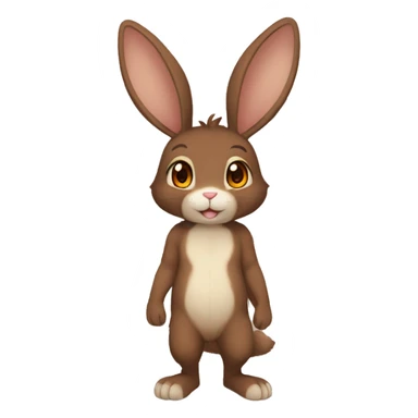 Anthro, Fur-Sona, Dark-Brown, Normal-type-Ground-type Tan-Rabbit-Fakémon with Dark-Red eyes, beige ears, beige belly, beige paws, beige feet, beige freckles, full body sticker