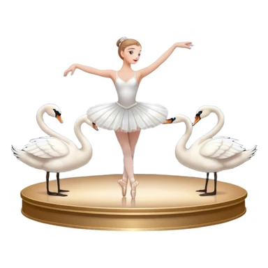Icon for Ballet: The icon should evoke the grandeur of the Bolshoi Theater stage. a scene from Swan Lake, with a ballerina in a white tutu performing an elegant pose, surrounded by dramatic stage lighting and swan motifs. Transparent background. sticker
