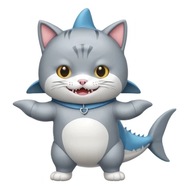 cat wearing shark costume sticker