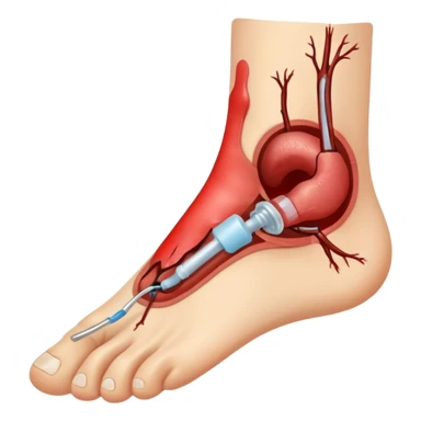 a foot with a chronic diabetic foot injury sticker