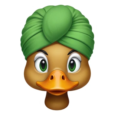 Duck face wearing green turban sticker