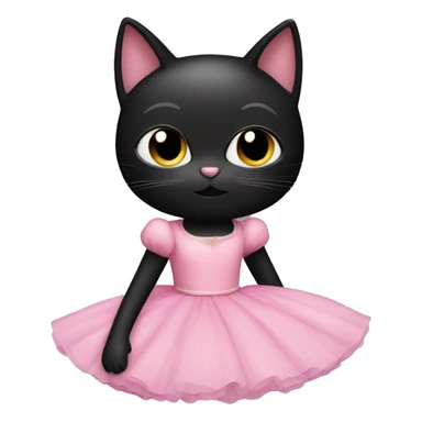 black cat in pink ballerina dress sticker