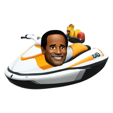 Oj Simpson on a jet ski sticker