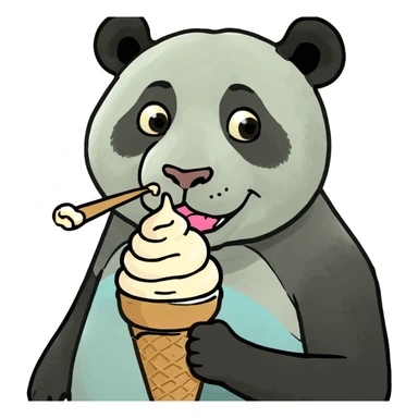 Panda eating ice cream sticker