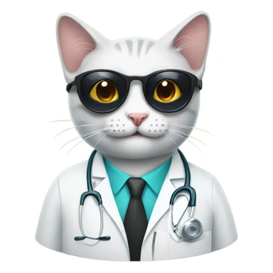 smiling doctor cat wearing black sunglasses sticker