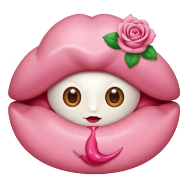 Un 😀 avec un doigt dans la bouche qui cligne des yeux, et il a un nœud sticker