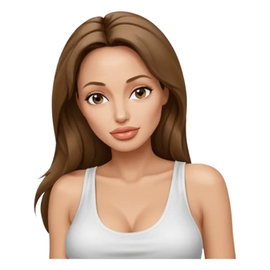 Angelina jolie , fashion model Beautiful woman model adult   large breasts  with close set eyes tan skin, full lips  long hair model white tank top sticker