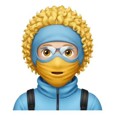 make a yn in a ski mask but but the mask is only covering his mouth and his hair is curly and yellow skin like emoji sticker