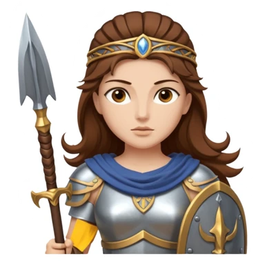 brown haired Athena the Greek goddess of disciplined, strategic warfare, calm, commanding figure leading with intelligence not force. wears light armour carries a spear, symbolising protection precise judgement. strategy, not aggression, embodying clarity, foresight and decisive action. sticker