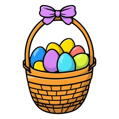Easter basket filled with decorated eggs sticker