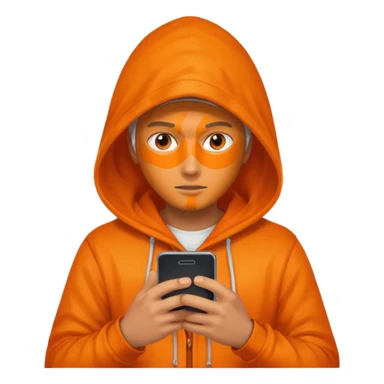 hooded-on-their-phone-making-money orange skin sticker