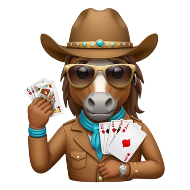 horse playng poker wearing cowboy hat wearing sunglasses sticker