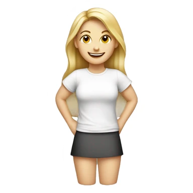 Cute dark mid long blonde Caucasian woman smiling in white t-shirt  sticker