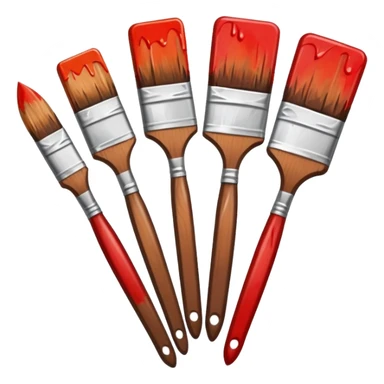 STICKER PINCEAUX ROUGE ET BRUN AVEC  PEINTURE ET TACHE DE PEINTURE sticker