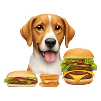 dog eating burguer  sticker