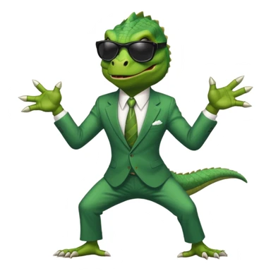 capitalist iguana banker godfather with black sunglasses breakdance scaring sticker