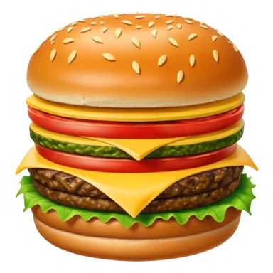 Generar hamburguesa con una sola carne, de pan color café con semillas hemp encima del pan, con carne, tomate, lechuga, queso, piña dentro de ella sticker