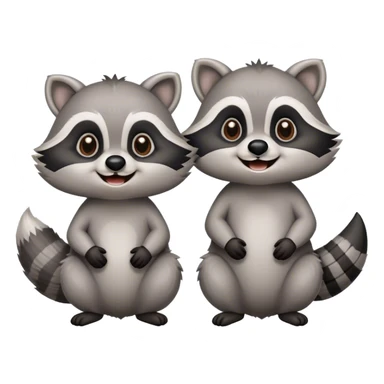 Two cute, smiling raccoons sticker