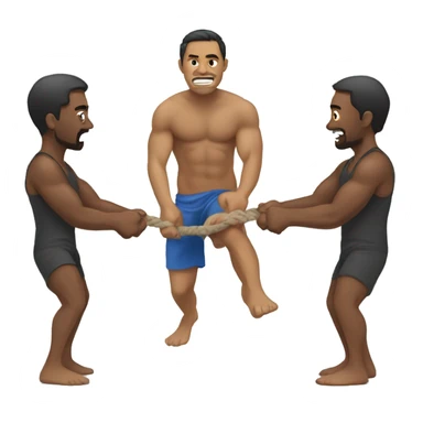 men straining at  tug of war  sticker
