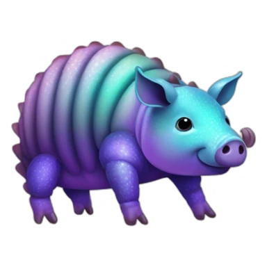 Iridescent spotted striped cyan purple gradient pig armadillo cow centipede insect with star markings star shaped spots sticker