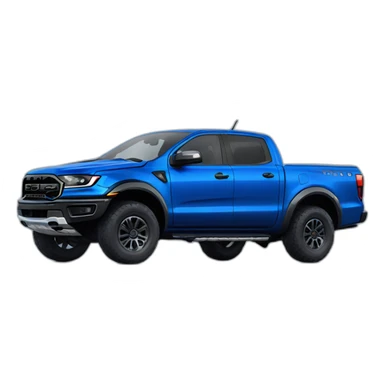 Blue Ford ranger raptor with cowboy hat sticker