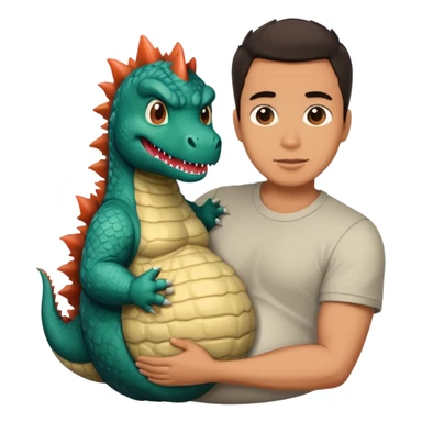 man holding pregnant godzilla sticker
