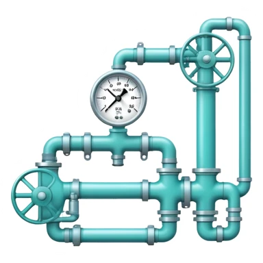 Gas pipeline in cool tones with sky blue, teal green, white, and light gray sticker