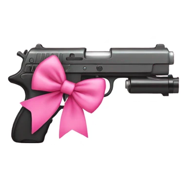 gun with a pink bow with cute girl sticker