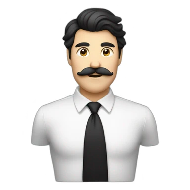 homme blanc  avec une moustache noire de forme carré les cheveux noir lisse plaqué sur le côté sticker
