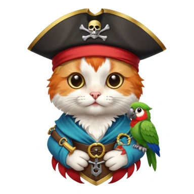 بچه گربهpirate and parrot sticker